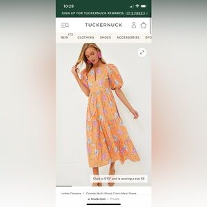 Tuckernuck Hyacinth House orange multi floral cisco maxi dress NWT size medium